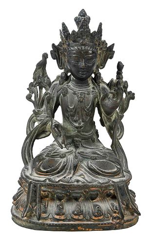 CHINESE BRONZE SEATED GUANYIN FIGUREprobably 379404