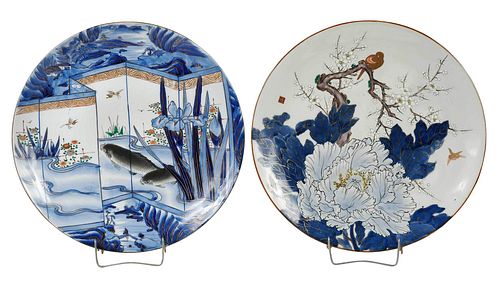 TWO LARGE JAPANESE PORCELAIN CHARGERSeach