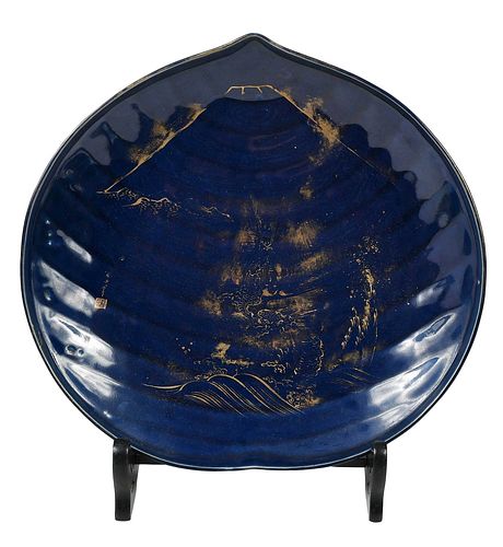 JAPANESE COBALT AND GILT PLATTERearly