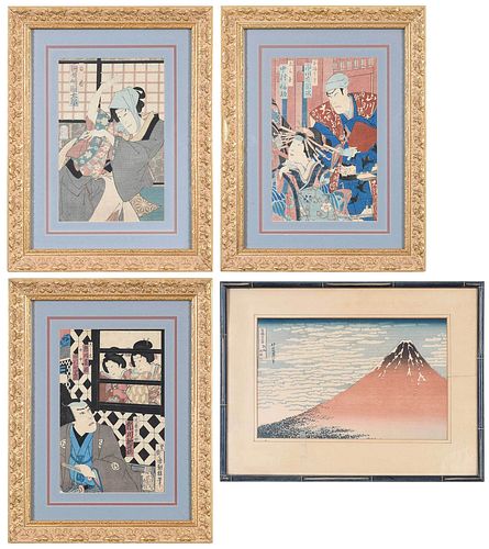 FOUR FRAMED JAPANESE WOODBLOCK 37946c