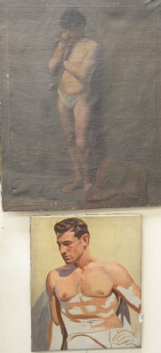 THREE PIECE LOT OF MALE NUDE PORTRAITS,