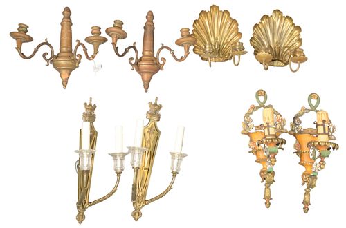 FOUR PAIRS OF WALL SCONCES TO INCLUDE