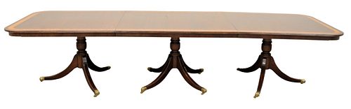 DUNCAN PHYFE STYLE TRIPLE PEDESTAL DINING