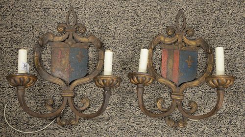 PAIR OF FRENCH SHIELD FORM PAINTED