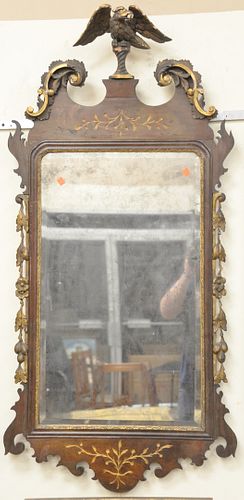 MAHOGANY CHIPPENDALE STYLE MIRROR,