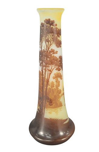 LARGE GALLE CAMEO GLASS VASE, HAVING
