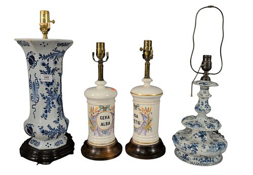 FOUR PIECE GROUP OF TABLE LAMPS,