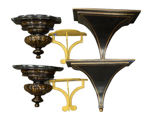 THREE PAIRS OF PAINTED WOOD BRACKET