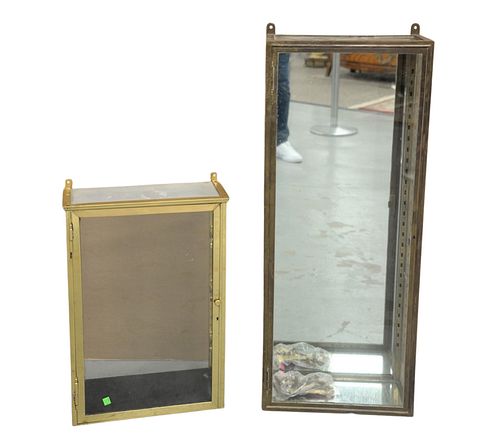 TWO BRASS AND GLASS DISPLAY CASES