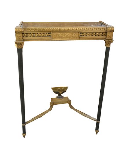 PAIR OF BRONZE CONSOLE TABLES,