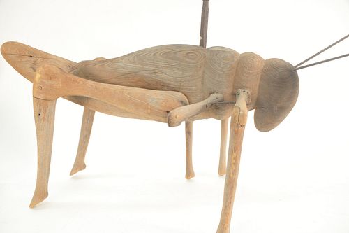 CARVED FOLK ART GRASSHOPPER WEATHERVANE,