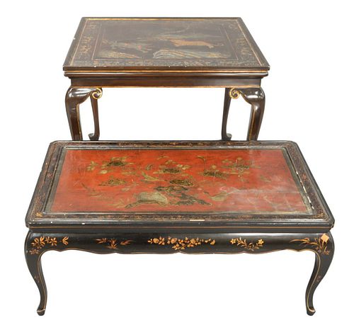 TWO CHINESE LACQUERED TABLES, TO