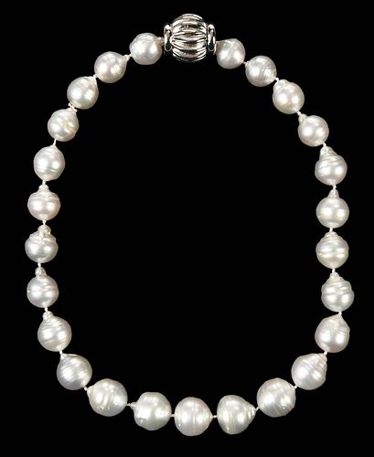14KT PEARL NECKLACEknotted white 37955f