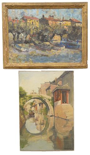 THREE PIECE GROUP OF EUROPEAN LANDSCAPES  37956d