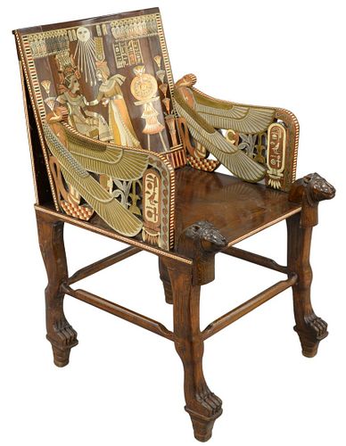 EGYPTIAN REVIVAL INLAID THRONE
