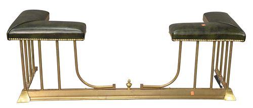 LEATHER UPHOLSTERED BRASS FIRE 3795e8