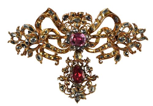 GEORGIAN 18KT GEMSTONE BROOCHand 3795e3