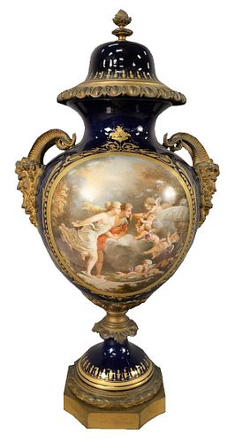 LARGE SEVRES COVERED URN WITH COVER,