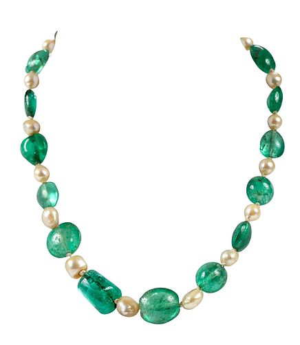 GOLD AND GEMSTONE NECKLACEknotted  37961e