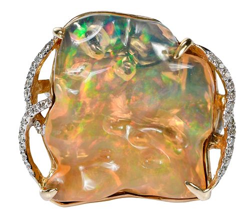 14KT OPAL AND DIAMOND RINGone 379645