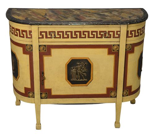NEOCLASSICAL PAINT DECORATED COMMODE  37964e