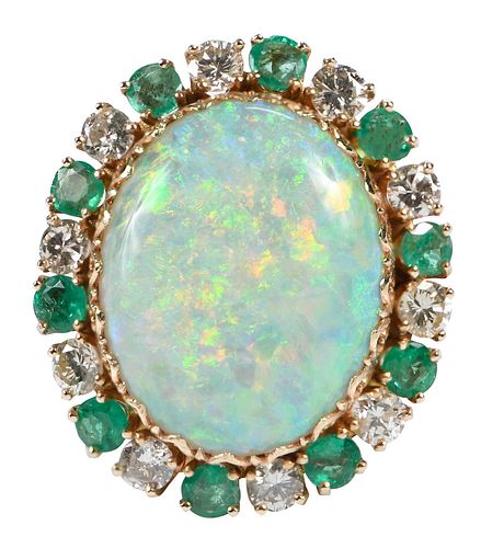 14KT GEMSTONE RINGone oval opal 37964f