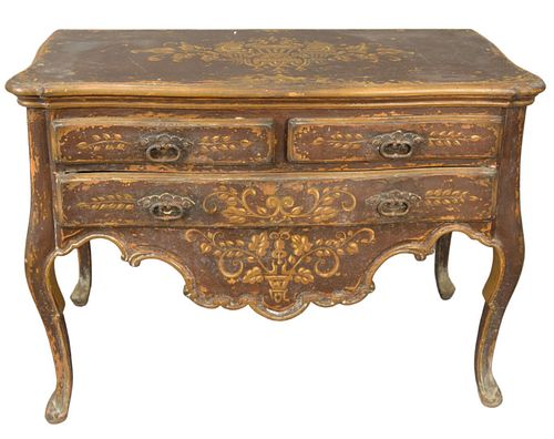 PORTUGUESE PAINTED COMMODE, HAVING