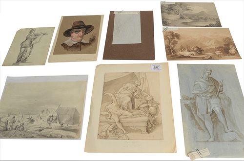 GROUP OF TWELVE SKETCHES AND WORKS