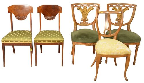 GROUP OF FIVE SIDE CHAIRS, TO INCLUDE