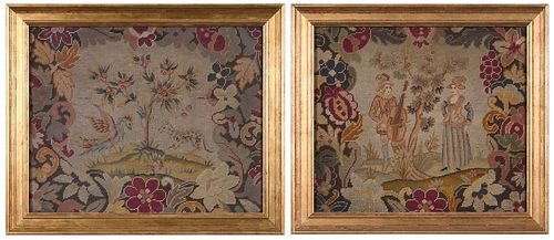 A PAIR OF BRITISH FRAMED NEEDLEWORKS19th 37977f
