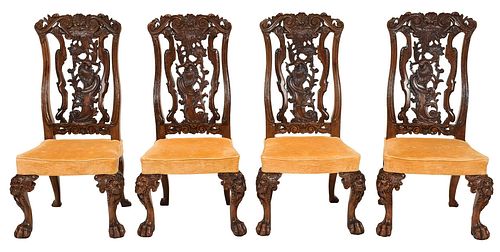 SET OF FOUR BAROQUE STYLE CARVED 3797ba