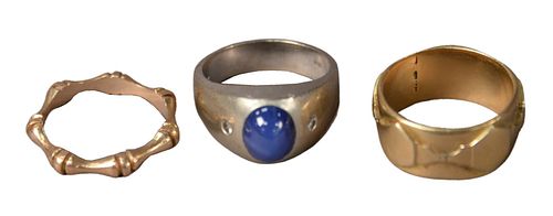 THREE 14 KARAT GOLD RINGS, ONE