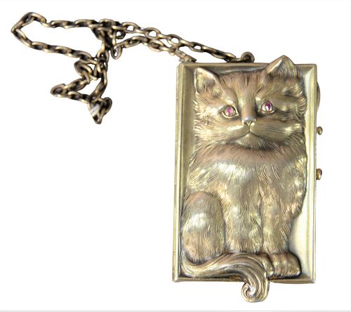 KUPPENHEIM SILVER CAT PURSE, HAVING