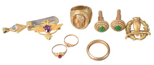 GROUP OF MISCELLANEOUS GOLD JEWELRY,