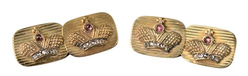 PAIR OF RUSSIAN GOLD CUFFLINKS  3797cf