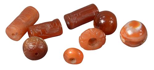 GROUP OF EIGHT EARLY CARVED CARNELIAN 3797db