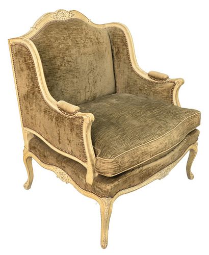 LOUIS XV STYLE BERGERE, IN OLD