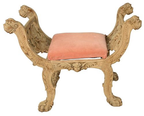 VENETIAN CARVED WINDOW BENCH, HAVING