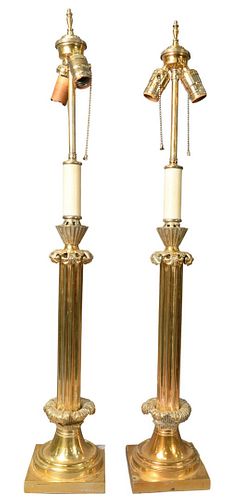 PAIR OF SILVER PLATED TABLE LAMPS  379816