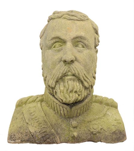 LARGE CARVED STONE BUST OF A MAN  379839