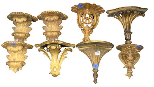 GROUP OF EIGHT GILT BRACKET SHELVES  379853