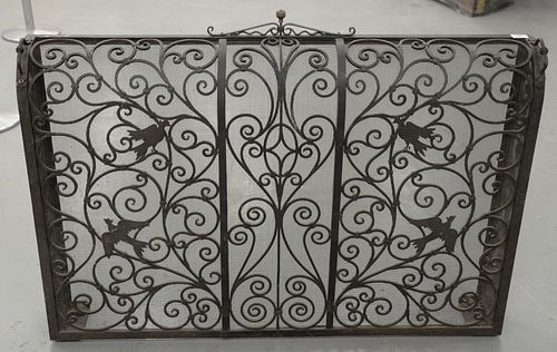 IRON AND MESH FIRESCREEN, HAVING