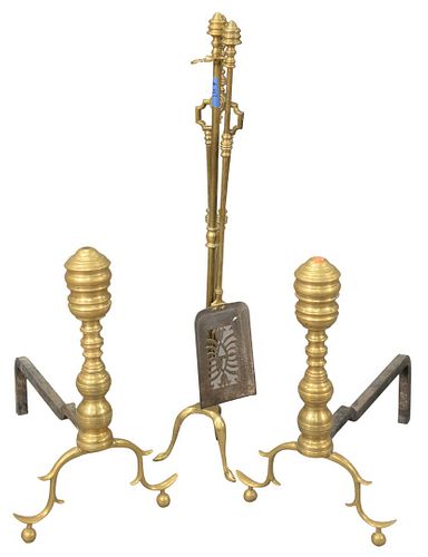 PAIR OF FEDERAL BRASS ANDIRONS 379876