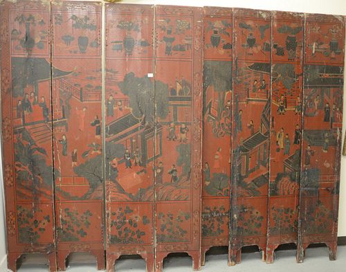 CHINESE EIGHT PANEL SCREEN RED 379892