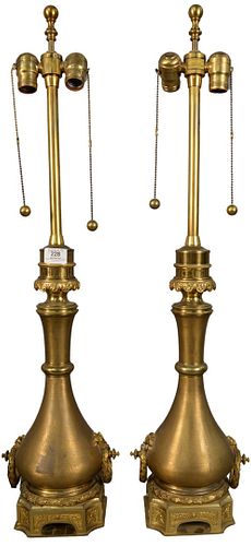 PAIR OF FRENCH BRASS URN STYLE