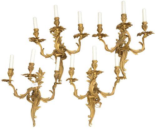 SET OF FOUR GILT BRONZE SCONCES  3798aa