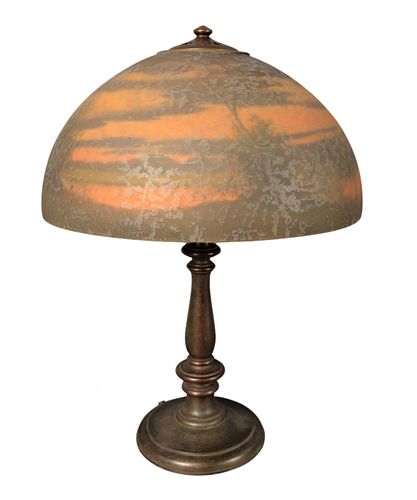 HANDEL REVERSE PAINTED TABLE LAMP, HAVING