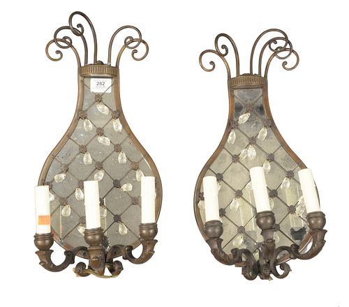 PAIR OF BRONZE CRYSTAL AND MIRROR 3798d2