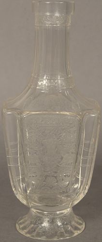 CUT GLASS DECANTER, HAVING ETCHED