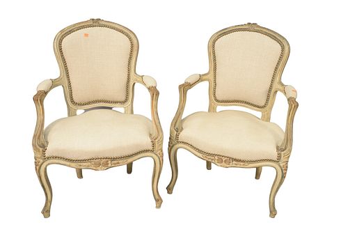 PAIR OF LOUIS XV STYLE FAUTEUIL,